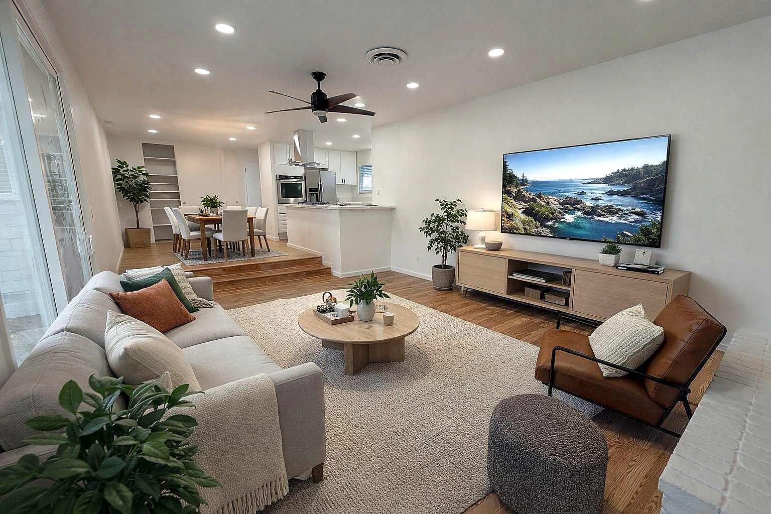 Living room showing the open layout